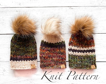KNITTING PATTERN: The Narah Beanie // Knit Hat Pattern, Beanie Knitting Pattern, Beginner Super Bulky Knit Hat Pattern, Instant Download
