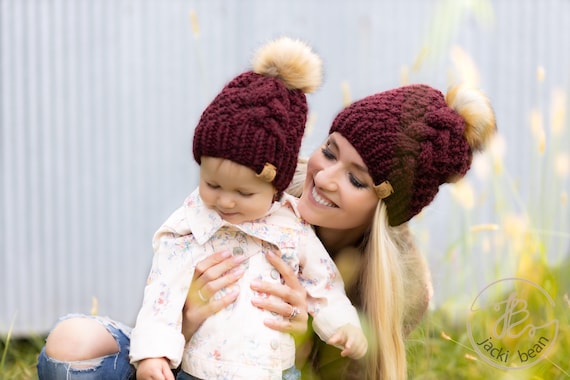MOMMY AND ME Matching Knit Hat, Mother-Daughter Matching Knit Hat, Matching Knitted Winter Hat, Mom and Baby Matching Winter Beanie
