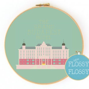 Wes Anderson - GB Hotel - Cross Stitch/Embroidery Hoop Pattern - PDF Instant Digital Download