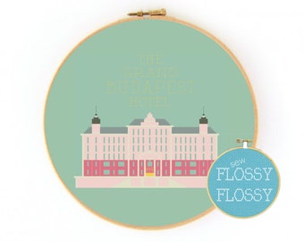 Wes Anderson - GB Hotel - Cross Stitch/Embroidery Hoop Pattern - PDF Instant Digital Download