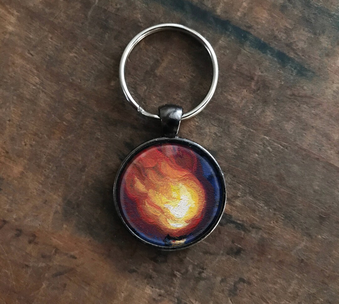 Fire Keychain With Original Artwork - Etsy