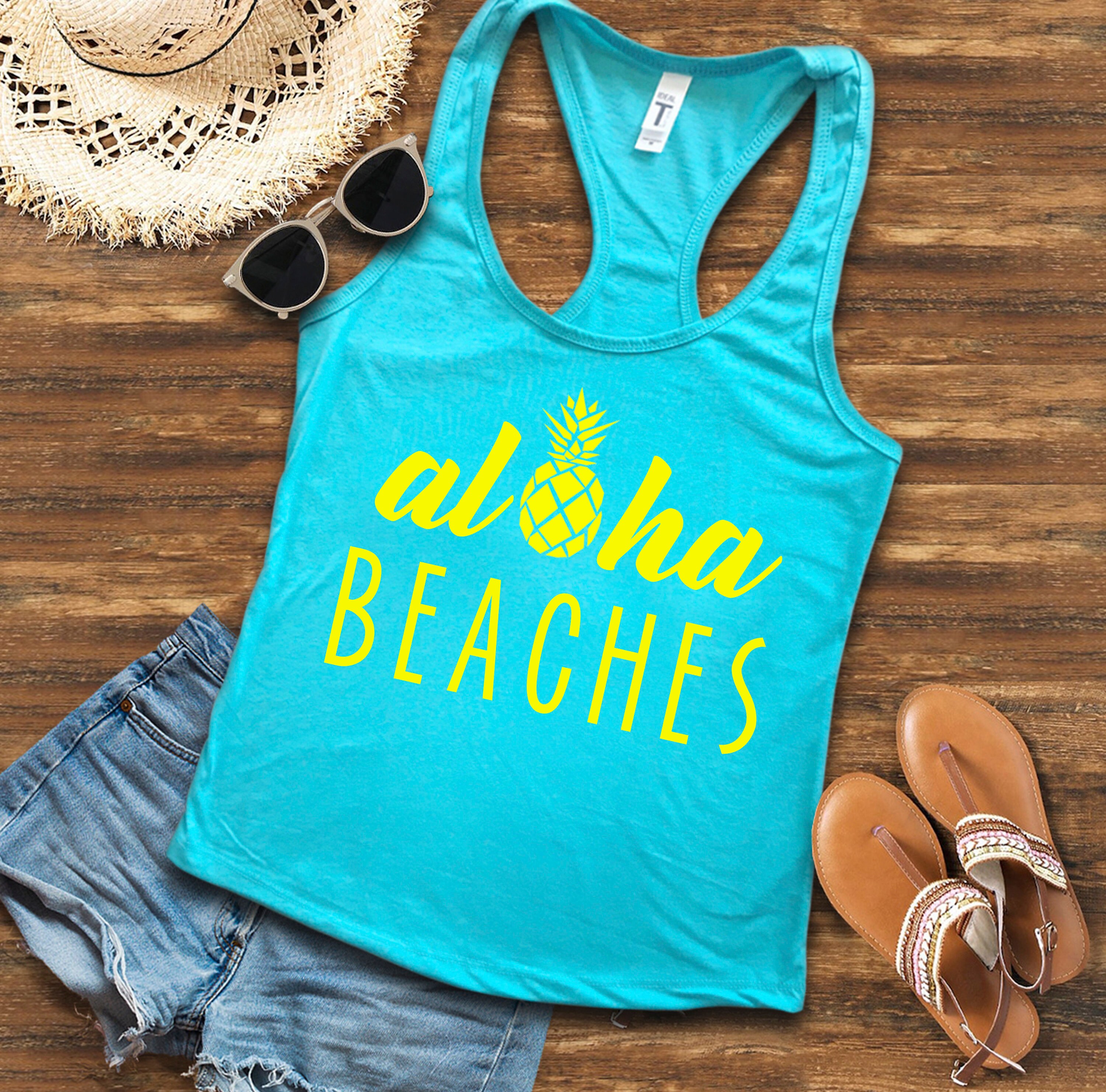 Women's Aloha Beaches Tank // Women's Beach Tank // | Etsy