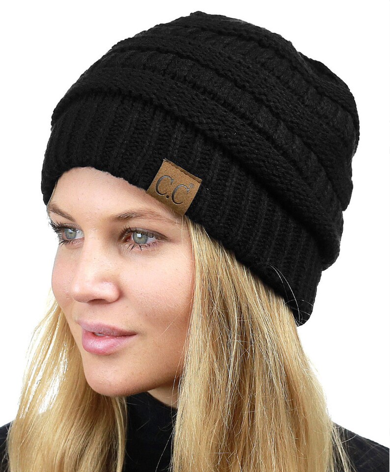 Messy Bun Beanie // Messy Bun CC Beanie // Messy Bun Knit Hat Etsy