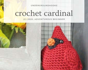 Chubby Cardinal Pattern - Bird Amigurumi - Easy Beginner Crochet Plushie - Illinois State Bird Lover