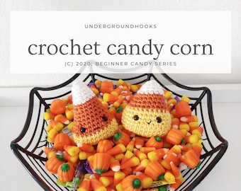 Crochet Candy Corn Pattern - Kawaii Halloween Amigurumi - Easy Beginner Crochet Plushie - Trick or Treat Candy - Play Kitchen