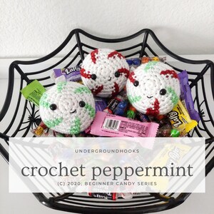 Pfefferminz Muster häkeln - Einfache Anfänger häkeln Plushie - Kawaii Candy Lover Play Kitchen - Old Fashioned Candy Süßes oder Saures Halloween