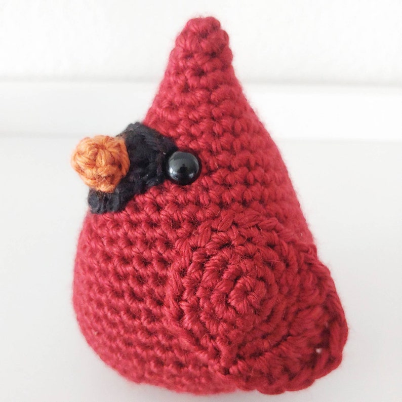 Chubby Cardinal Pattern Bird Amigurumi Easy Beginner Crochet Plushie Illinois State Bird Lover image 3