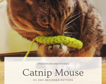 Catnip Mouse Pattern - Crochet Cat Toy - Easy Beginner Mice Toys - DIY Make Your Own Kitten Plaything - Furbaby Cat Lover