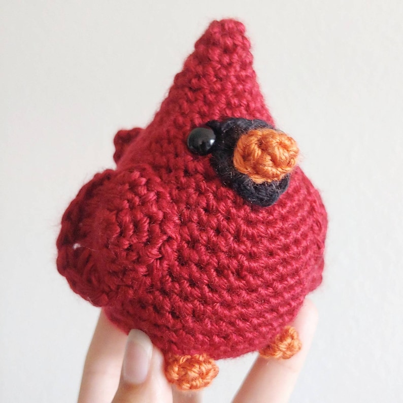 Chubby Cardinal Pattern Bird Amigurumi Easy Beginner Crochet Plushie Illinois State Bird Lover image 2