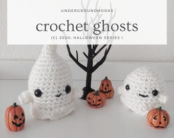 Crochet Ghosts Pattern - Easy Beginner Crochet Plushie - Kawaii Halloween Spooky Stuffed Animal - Trick or Treat - Holiday Crafts - Haunted