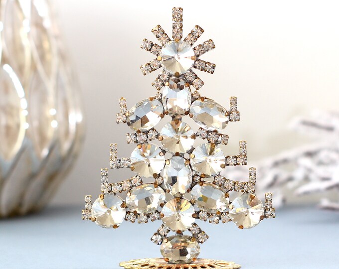 Vintage Rhinestone Christmas Tree Vintage Rhinestones Jeweled Etsy