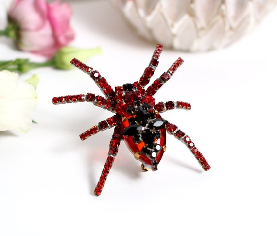 Vintage Spider Brooch Czech Crystal Brooch Vintag