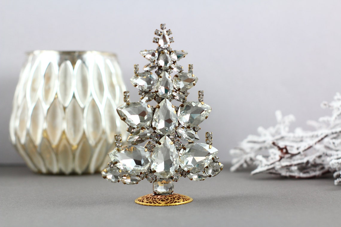 Vintage Rhinestone Table Top Christmas Tree Vintage | Etsy