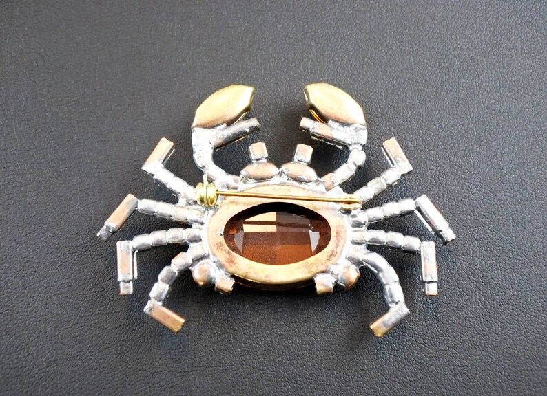Vintage Crab Brooch Czech Crystal Brooch Vintage Jewelry Holiday Jewelry Czech rhinestone Crab Brooch pin gift Figural Crab