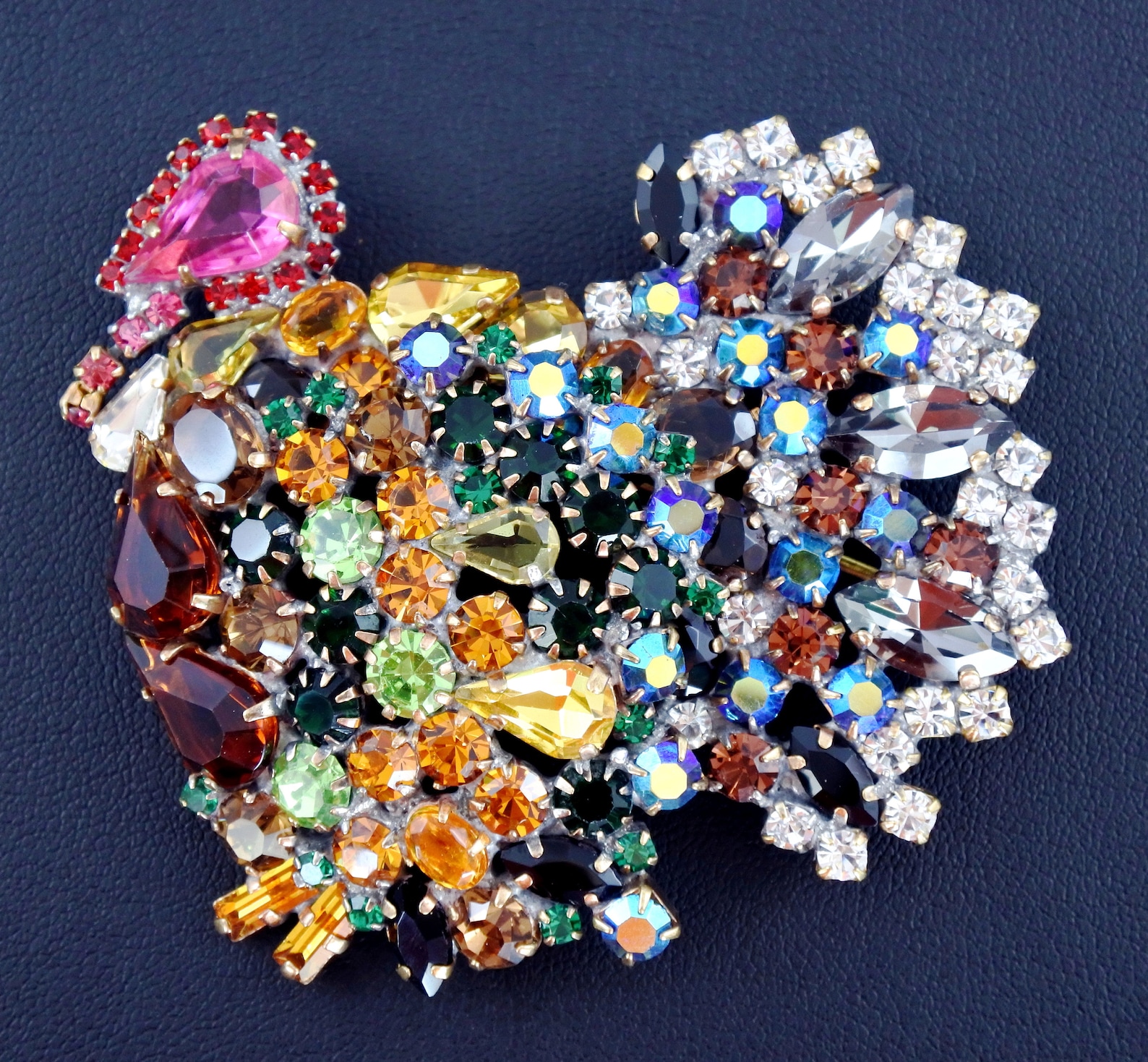 Vintage Turkey Brooch Czech Crystal Brooch Vintage Jewelry Etsy