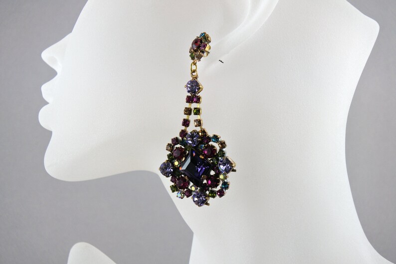 Vintage Crystal Bridal earrings Wedding jewelry Bridal jewelry Bridesmaid Gift earrings wedding dangle pierced long Earrings