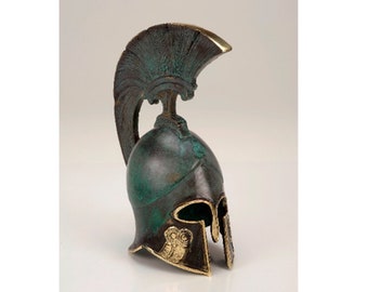 Ancient Greek Corinthian Helmet Statue, Handmade Bronze Athena Helmet, Spartan Warrior Decor, Greek Mythology Sculpture, Museum Replica