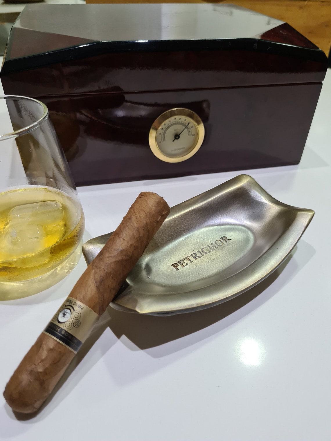 Brass Ashtray Engraved Double Cigar Ashtray Handmade Custom Etsy