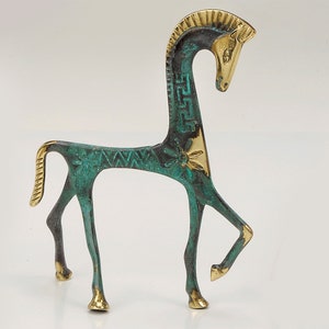 Bronzen oud Grieks paard, cadeau-ideeën, bronzen paard kunst standbeeld uit het oude Griekenland, Griekse kunst, museumkopie, decoratief paard, bronzen kunst