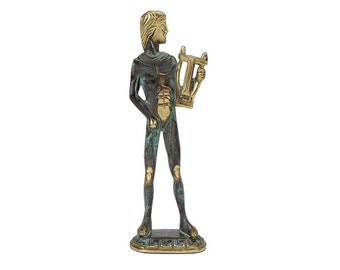 Statua di Apollo in bronzo realizzata a mano, arte ispirata alla mitologia greca, decorazione per la casa.