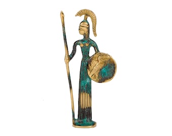 Bronze Goddess Athena Statue, Ancient Greek Mythology Art