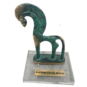 Gepersonaliseerd bronzen oud Grieks paard, Griekse mythologie, oude Griekse kunst, bronzen kunststandbeeld, cadeau-idee