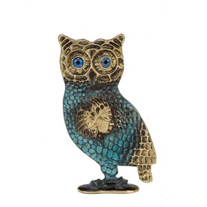 Brass OWL,Goddess Athena Symbol,Wisdom symbols,Decorative owl,Bronze Art