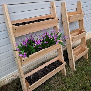 Premium Cedar Vertical Planter , leaning, vertical garden, Freestanding A-frame Planter, succulent planter ,wall ,flower , ladder