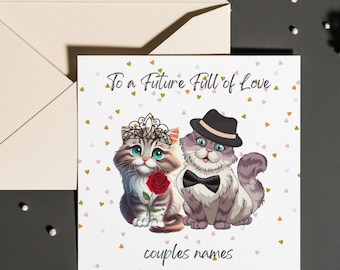 Carte de mariage, carte de mariage avec des chats, cadeau de mariage, carte de mariage de M. et Mme, carte de mariage personnalisée, carte de mariage de chat, 100 % recyclable