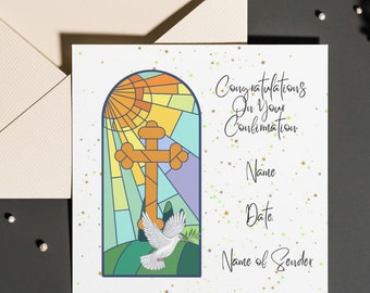 Confirmation Card, Personalized, Beautiful Confirmation Card for Girl, Confirmation Keepsake, Confirmation card for boy, 100% recyclable
