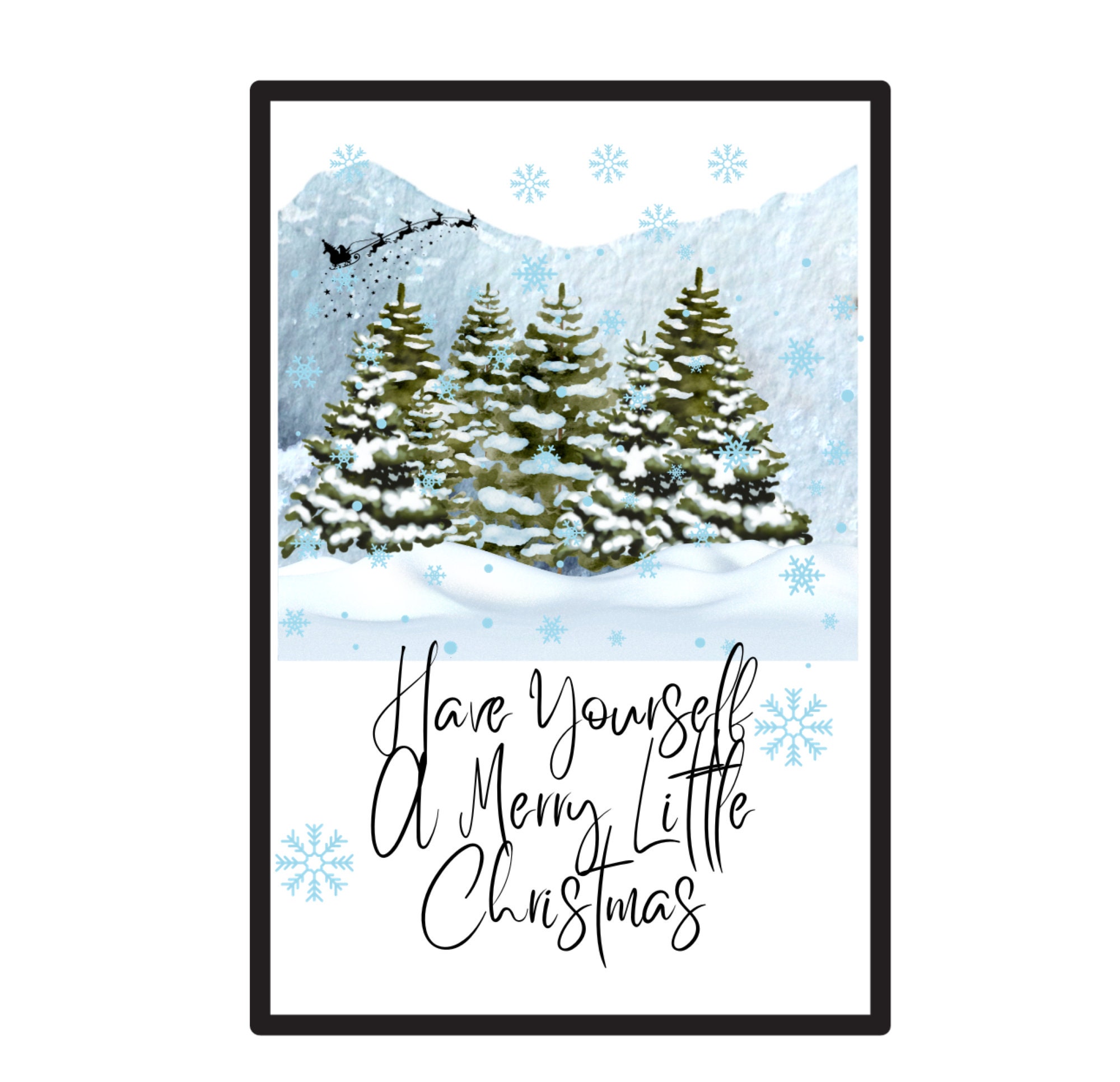 Christmas Cards, Wintery Scenes Cards, 5 Different Cards, Christmas Trees Cards, Santa's Sleigh