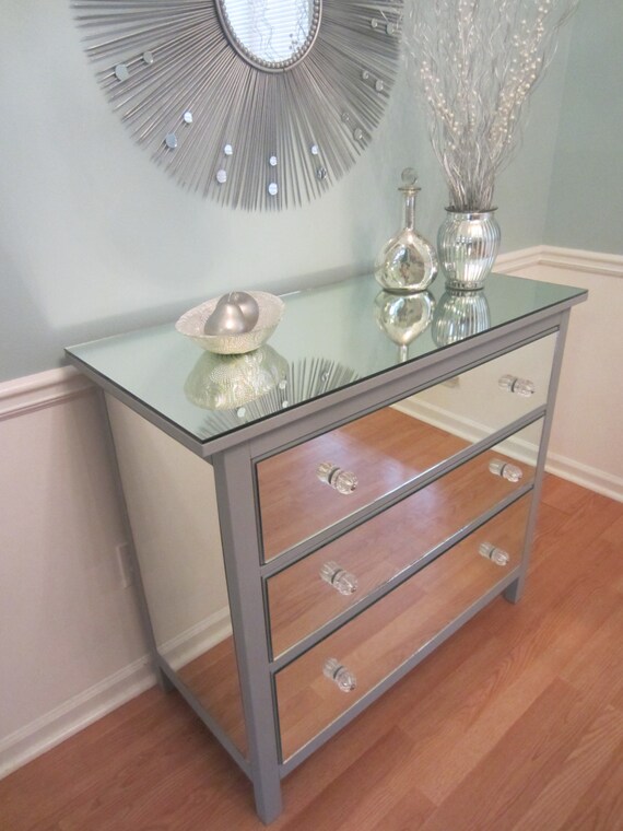 Items similar to Mirrored Dresser Silver, Upcycled Ikea 3 Drawer Mirror