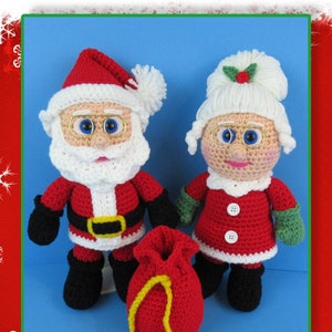 Santa and Mrs. Clause crochet pattern, Christmas, holiday dolls (English PDF file only, this is not the finished doll)