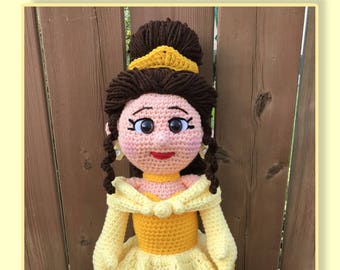 Belle Amigurumi crochet pattern, princess, Belle, beauty and the beast (English PDF download only, this is not the finished doll)