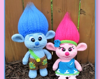 Baby Trolls Amigurumi crochet pattern, Branch, Poppy, Mr. Dinkles (English PDF file only, this is not the finished doll)