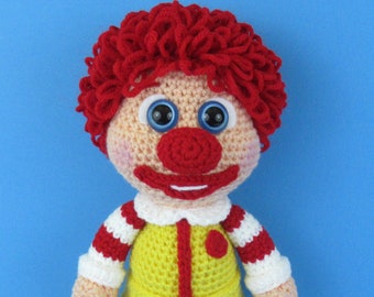 Clown Amigurumi crochet pattern, ronald mcdonald (English PDF file only, this is not the finished doll)