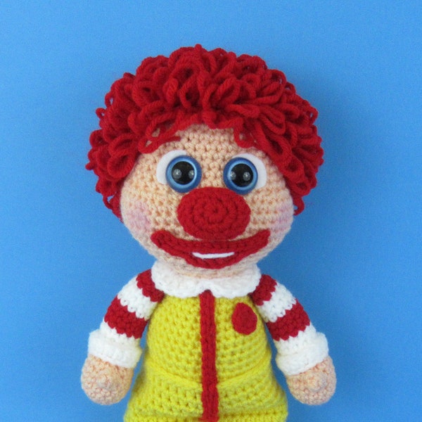 Clown Amigurumi crochet pattern, ronald mcdonald (English PDF file only, this is not the finished doll)