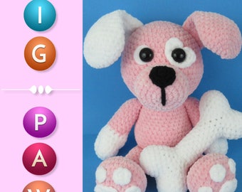 Puppy crochet pattern, Big Paws Puppy, puppy, dog (English PDF file only, this is not the finished doll)