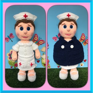 Nurse crochet pattern, Nurse Nora, nurse, doctor (English PDF pattern only, not the finished doll)