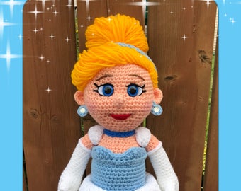 Cinderella Amigurumi crochet pattern, princess  (English PDF pattern only, this is not the finished doll)