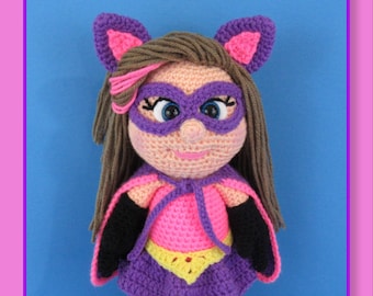 Super Hero Cat Girl Crochet Pattern (English PDF file only, this is not the finished doll)