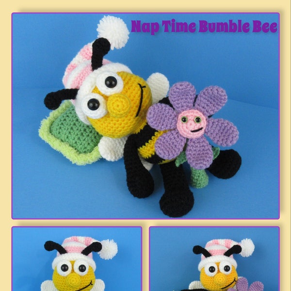 Bumble Bee crochet pattern, nap time bumble bee, bug (English PDF file only, this is not the finished doll)