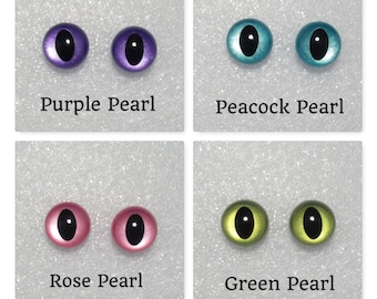 5 Pairs - METALLIC CAT Safety Eyes/15mm, 18mm, 21mm OR 25mm/Hand Painted Safety Eyes/Animal Eyes/Doll Eyes/Toy Eyes/Dragon Eyes/Frog Eyes