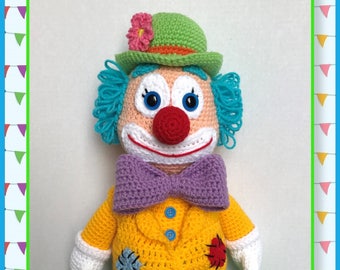 Clown Amigurumi crochet pattern, clown, funny clown (English PDF only not the finished doll)