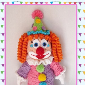 Clown Amigurumi crochet pattern, Dee Dee, funny clown (English PDF file only, not the finished doll)