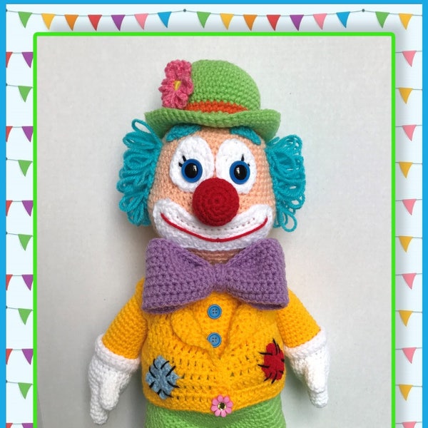 Clown Amigurumi crochet pattern, clown, funny clown (English PDF only not the finished doll)