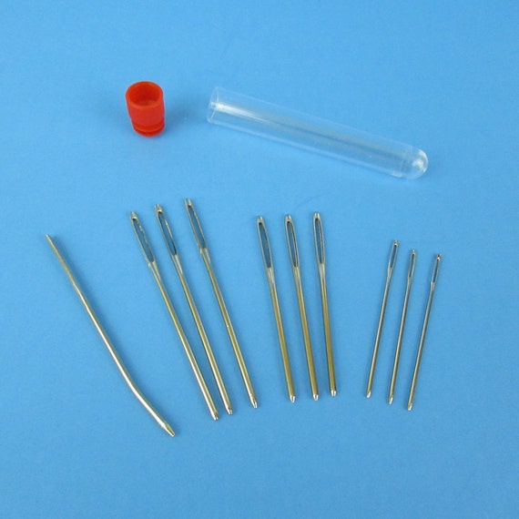Large-Eye Blunt Needles Steel Yarn Knitting Needles Sewing Needles, 9  Pieces (Silver)