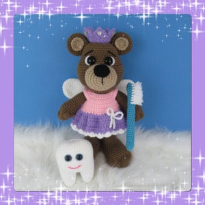 Padrão de crochê Urso Fada dos Dentes, fada dos dentes, urso (somente arquivo PDF em inglês, esta não é a boneca acabada)
