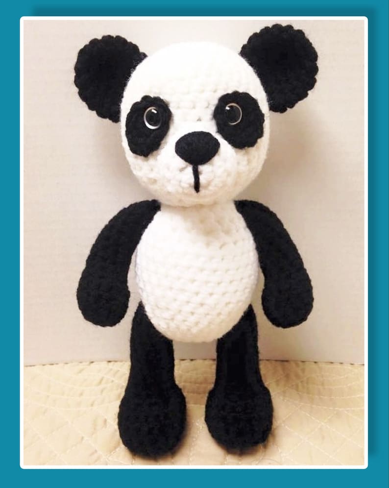 Panda Bear crochet pattern English PDF pattern only, this is not the finished doll image 1