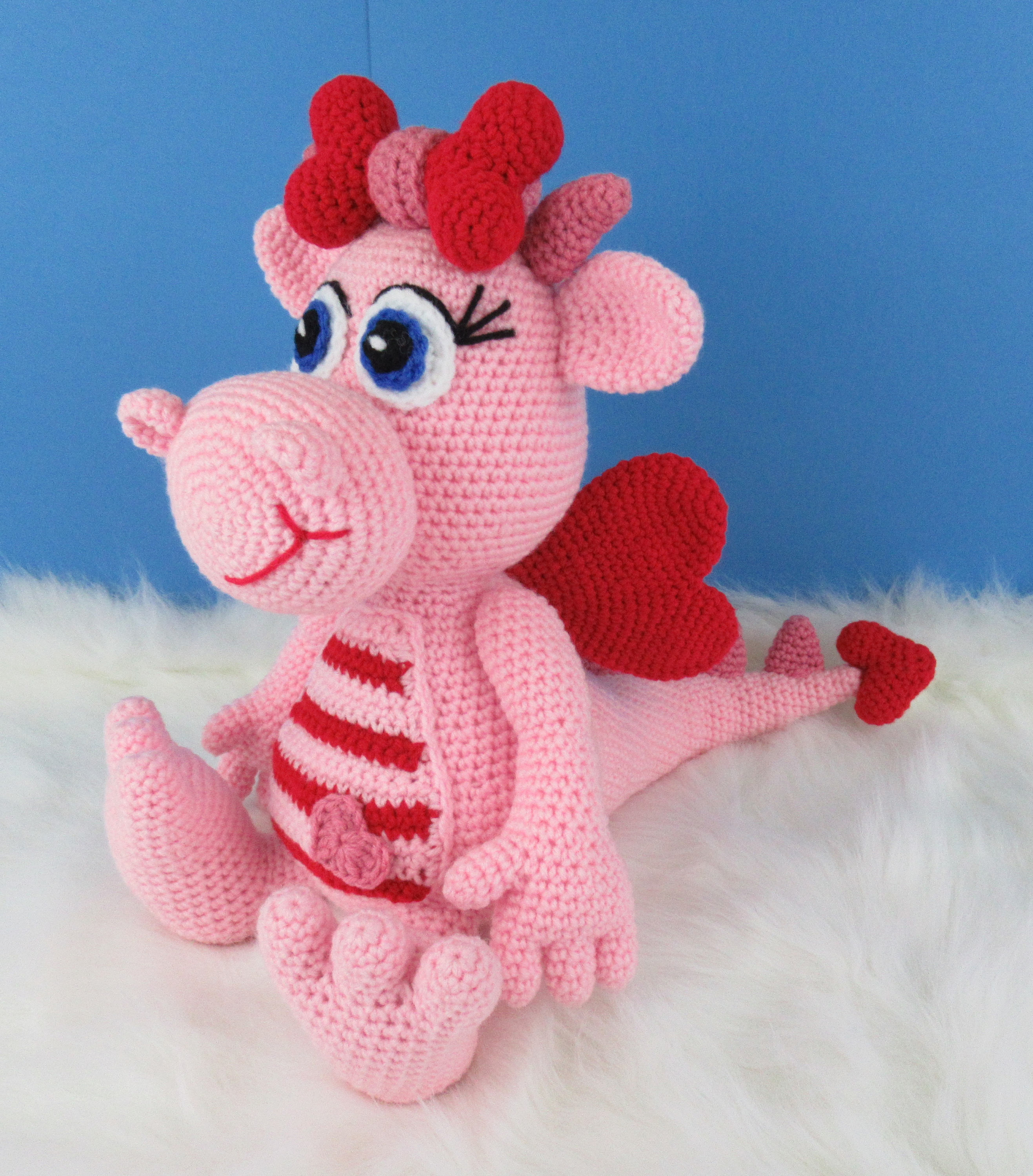 Dragon Crochet Pattern Valentine Dragon Pink Dragon english - Etsy Canada